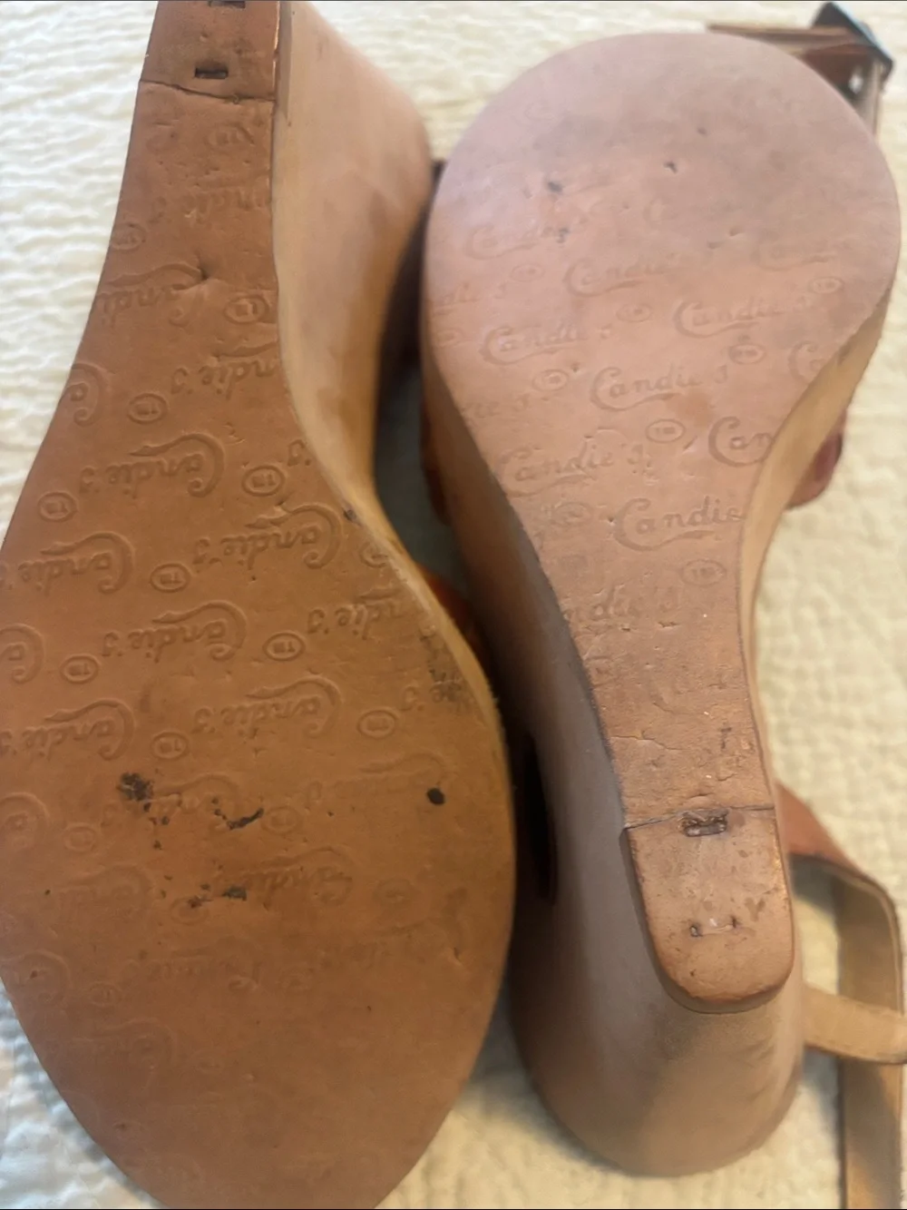 Candie's Brown Woven Leather Platforms